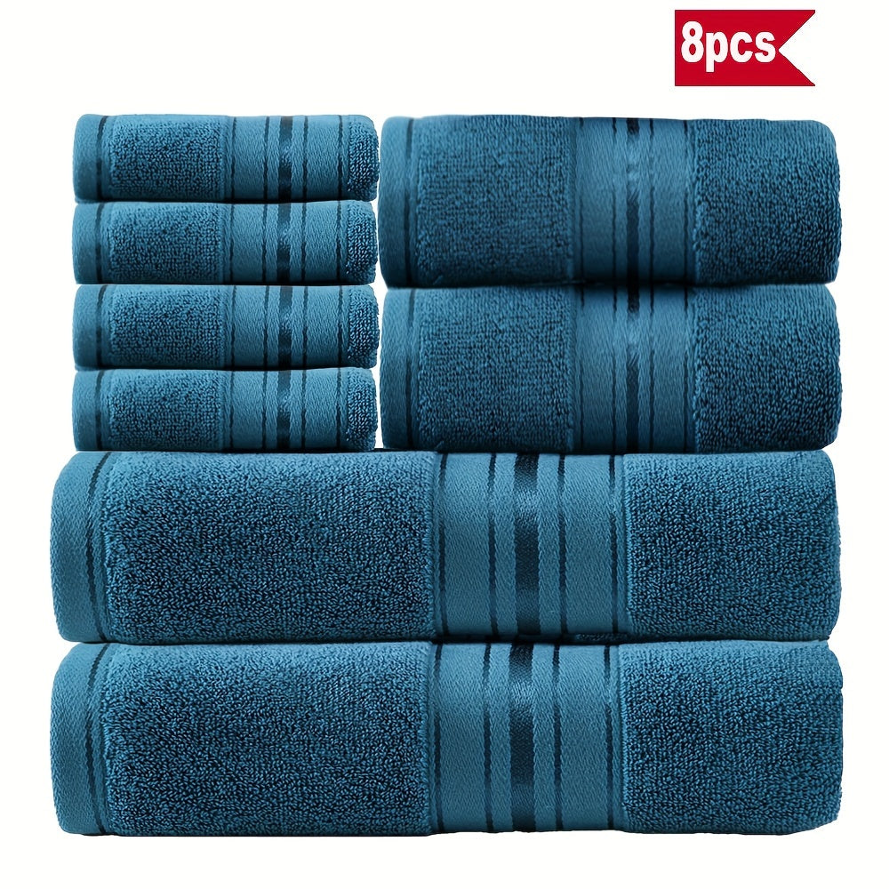 8-Piece Cotton Bath Towel Set Hotel-Quality Soft Absorbent Spa Bathroom
