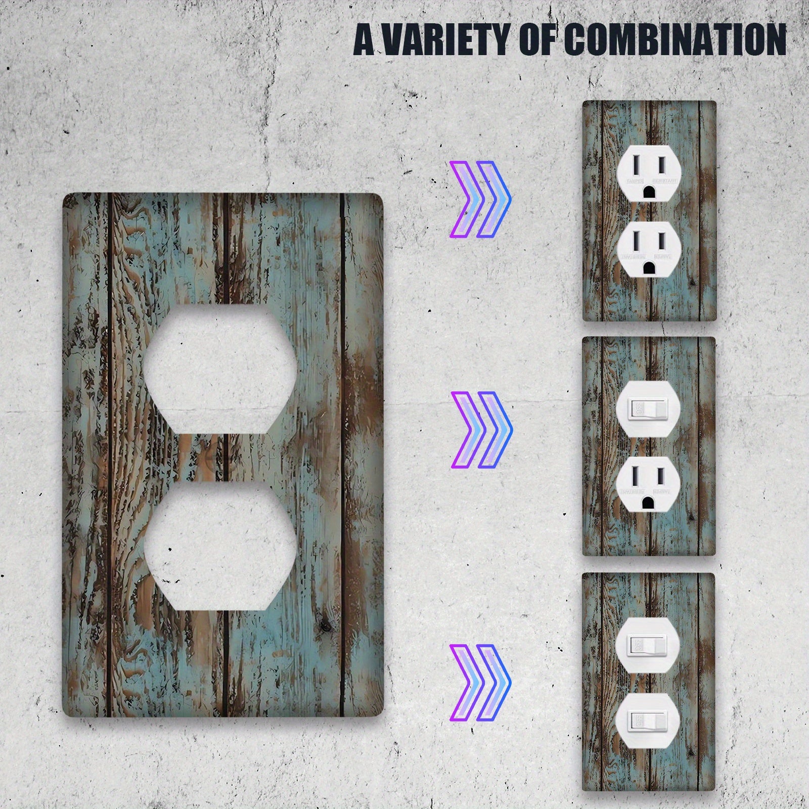 Pale Turquoise Wood Grain Wall Plate Cover for Indoor Outdoor Use
