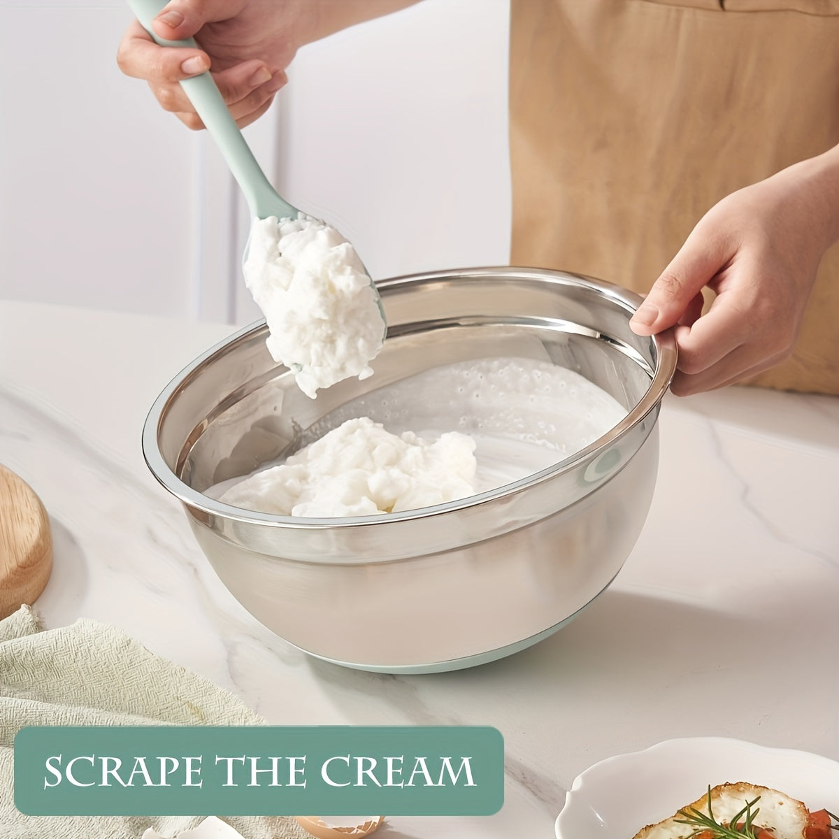 Set of 6 Stainless Steel Mixing Bowls with Lids and Nested Graters Non-Slip Silicone Bottoms