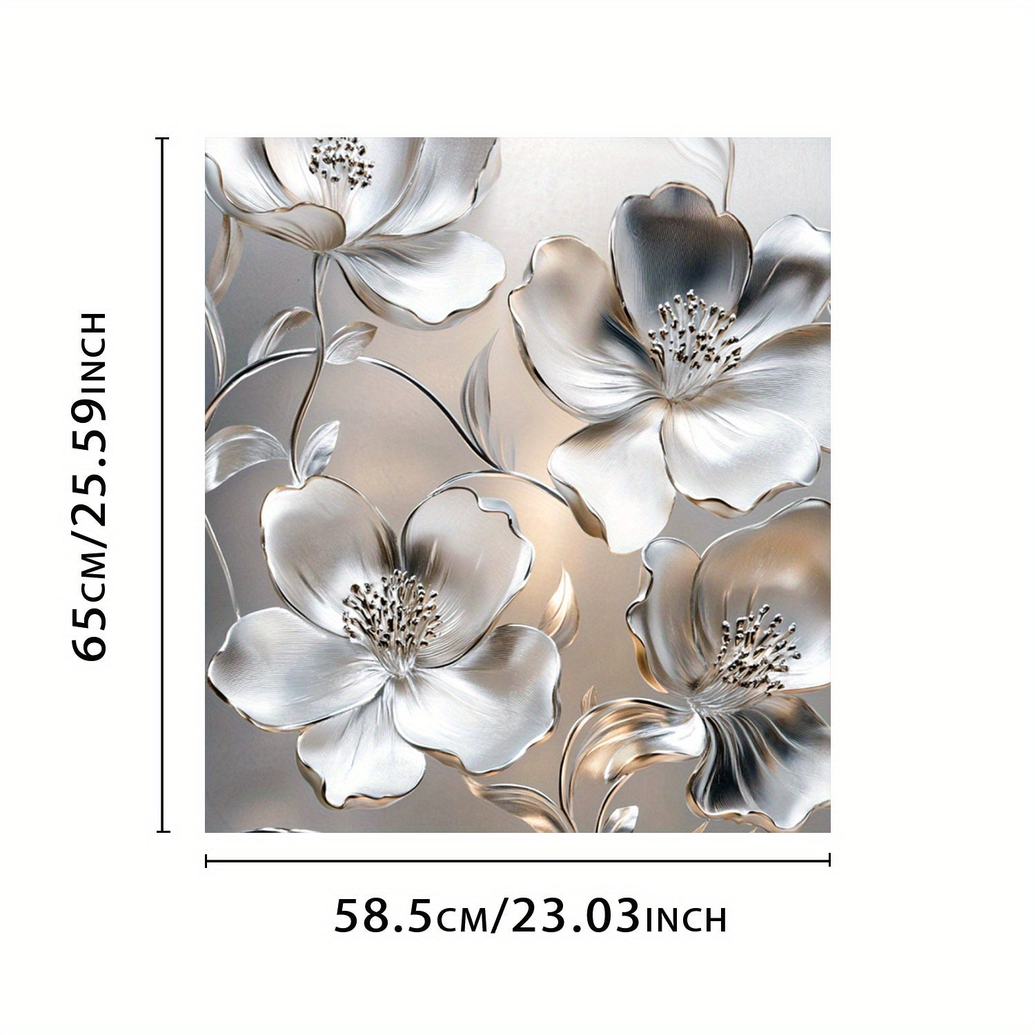 Серебристая 3D-цветочная магнитная крышка для посудомоечной машины, водонепроницаемая, термостойкая, 58,5x65 см