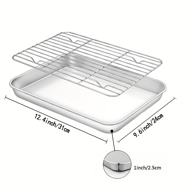 Stainless Steel Baking Sheet and Cooling Rack Set for Cookies and Vegetables