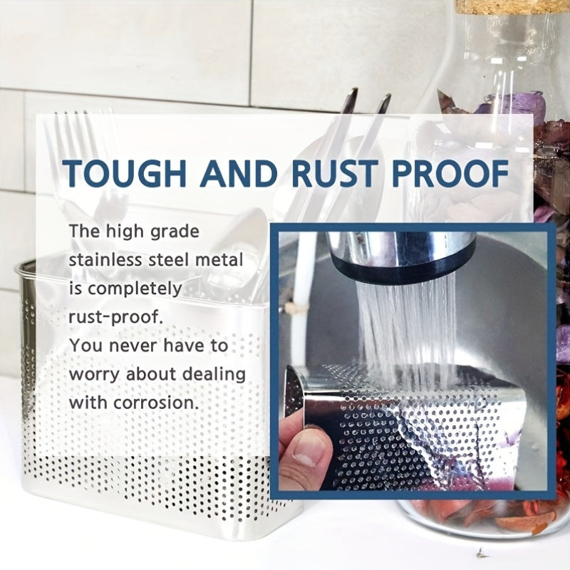 Rust-Resistant Stainless Steel Utensil Holder for Kitchen Cutlery and Chopsticks