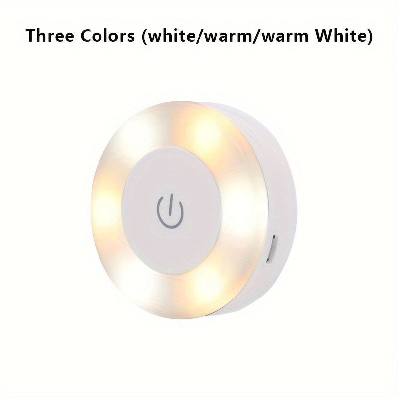 Round LED Touch Sensor Night Light with 3 Modes USB Rechargeable Magnetic Base