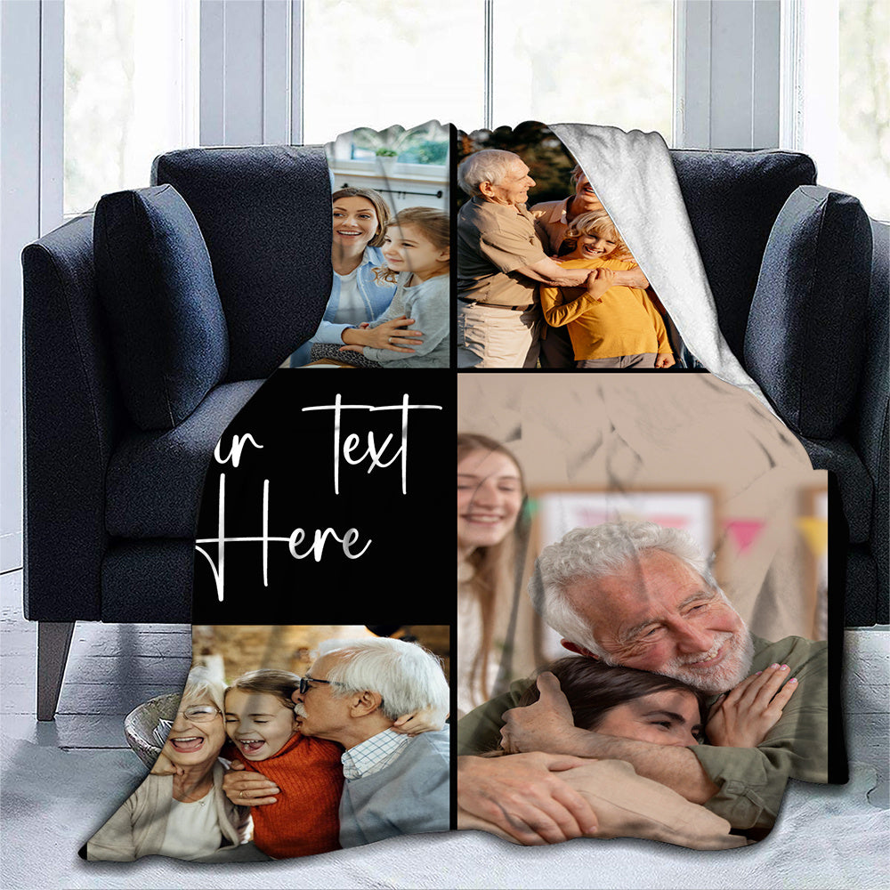 Personalized Flannel Throw Blanket with Photo and Message for Family and Gifts