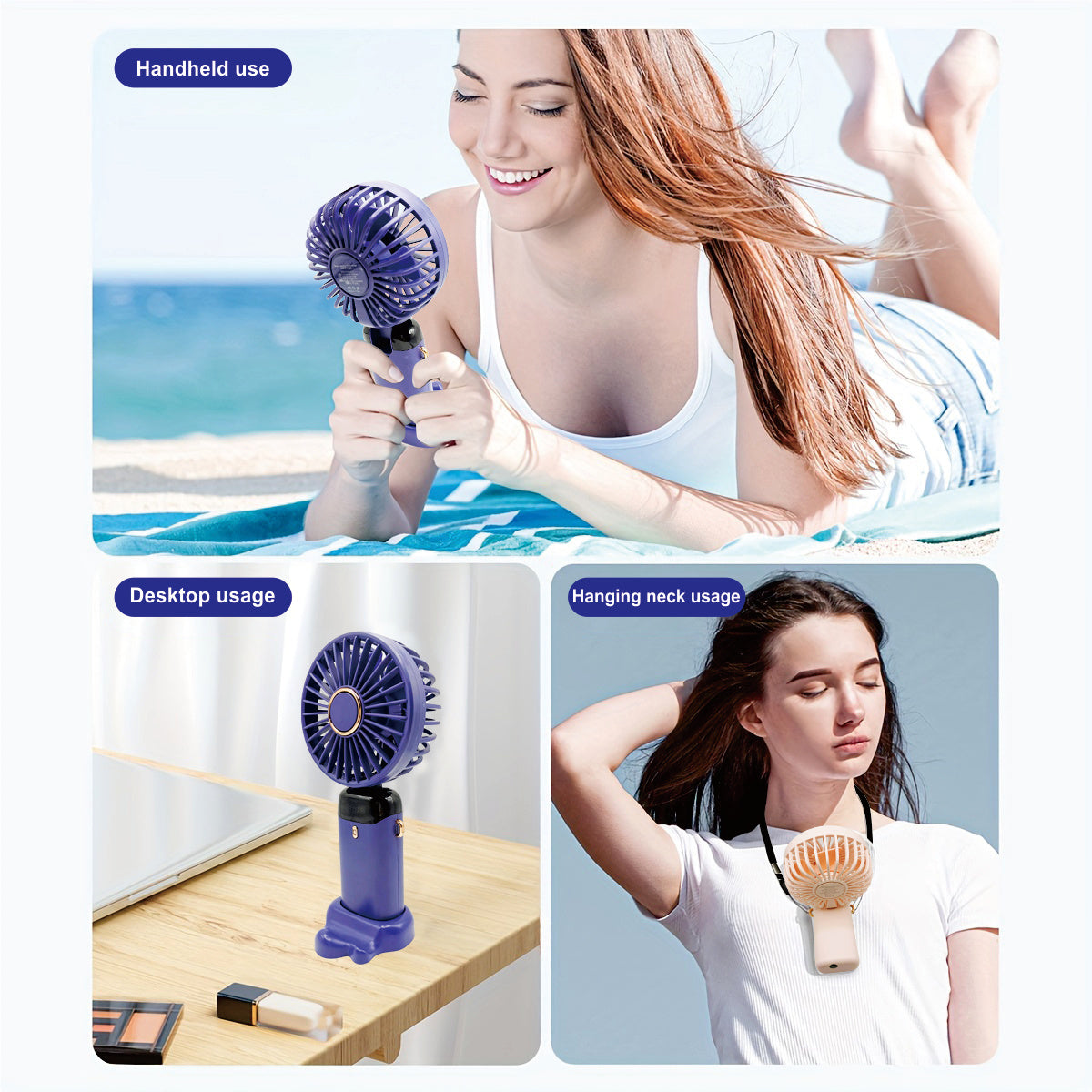 Mini Handheld Fan USB Rechargeable with Digital Display 5-Speed Adjustable Portable Cooling for Outdoor Office Dorm School