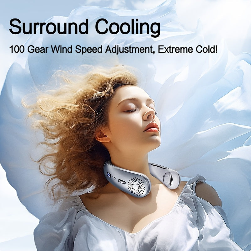 2025 Portable Neck Fan Bladeless USB Rechargeable Hands-Free Indoor Outdoor
