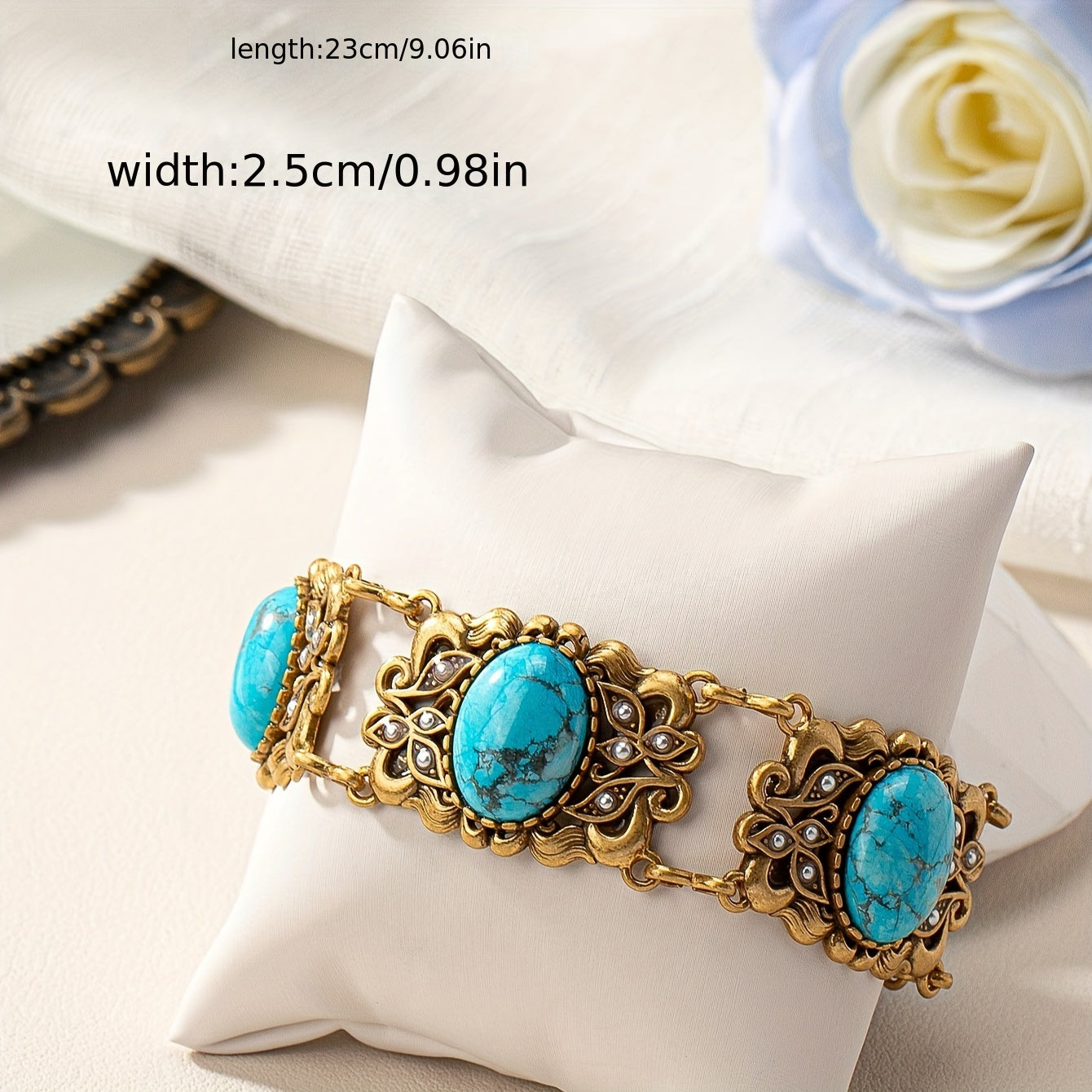 Vintage Copper Turquoise Ethnic Style Bracelet for Women