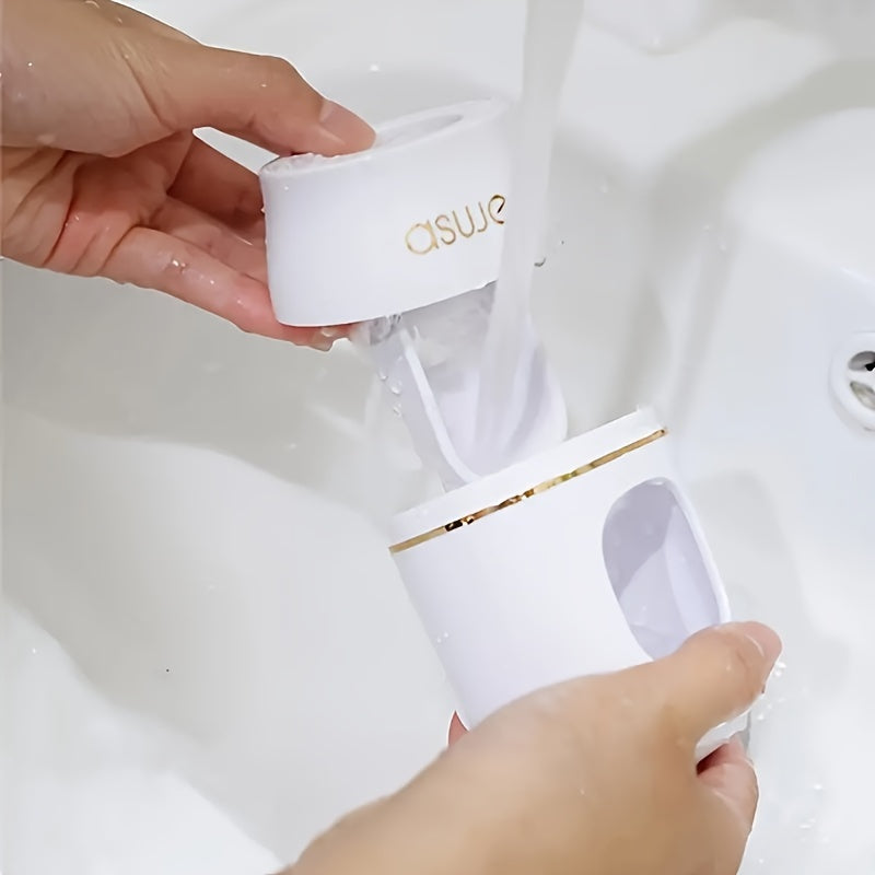 Wall-Mounted Toothpaste Dispenser with Toothbrush Holder Manual Squeeze No Electricity Needed for Home Kids