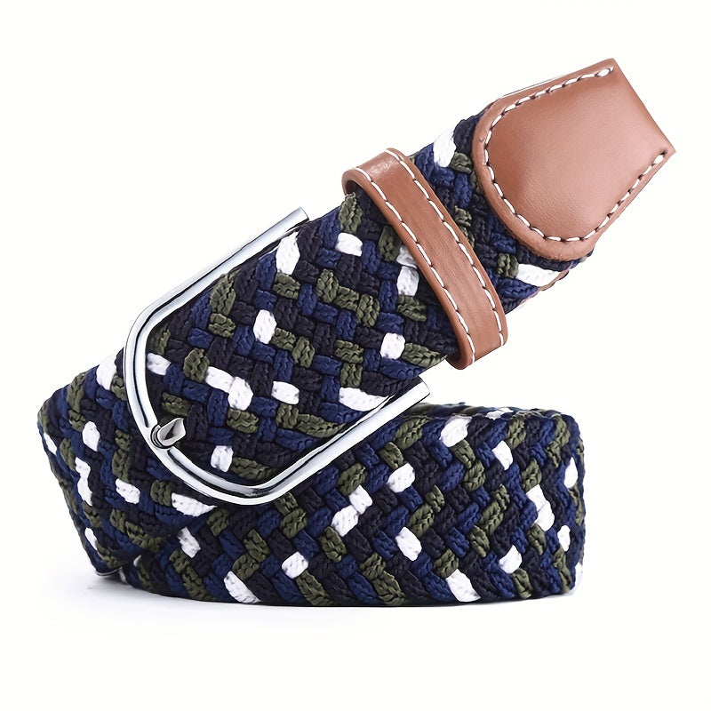 Women's Braided Elastic Belt with Woven Design for Golf and Casual Wear