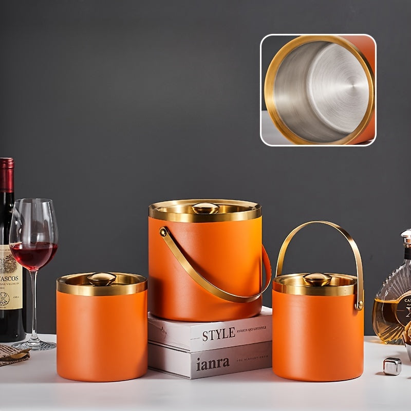 Insulated Stainless Steel Ice Bucket Double Layer for Champagne Wine Beer Non-Slip