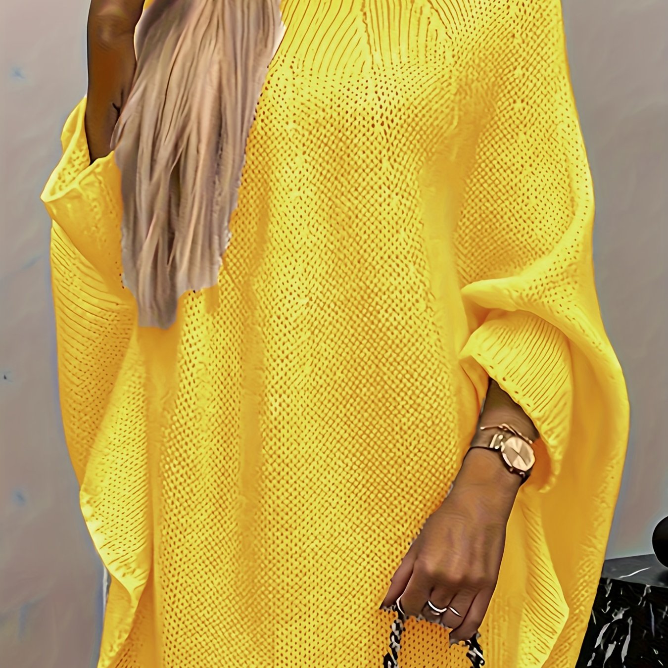 Толстовка оверсайз для женщин больших размеров ярко-жёлтого цвета с длинным рукавом, повседневная свободная толстовка