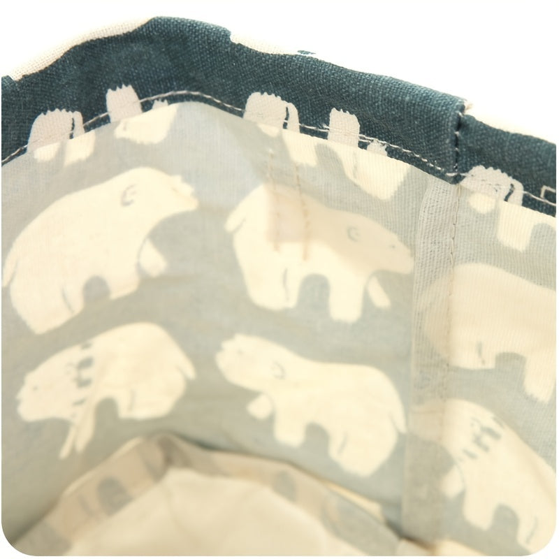 Chop etilgan paxta va zig'irdan tayyorlangan, tutqichi bor suv o'tkazmaydigan ish stoli saqlash qutisi, turli xil narsalarni tartibga solish uchun mos.