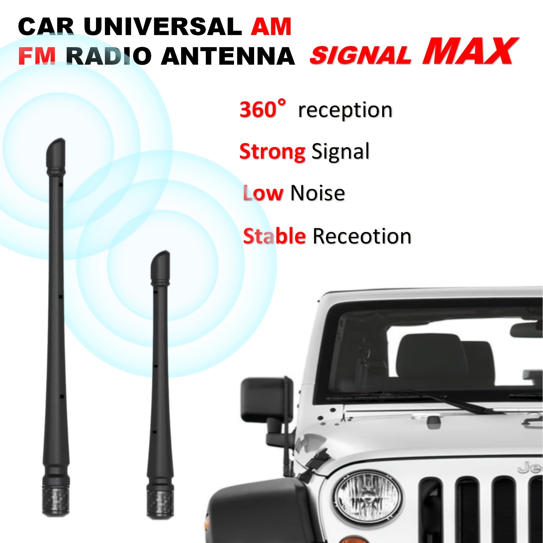 Universal Rubber Car Antenna Enhances FM/AM Reception, Flexible Bending