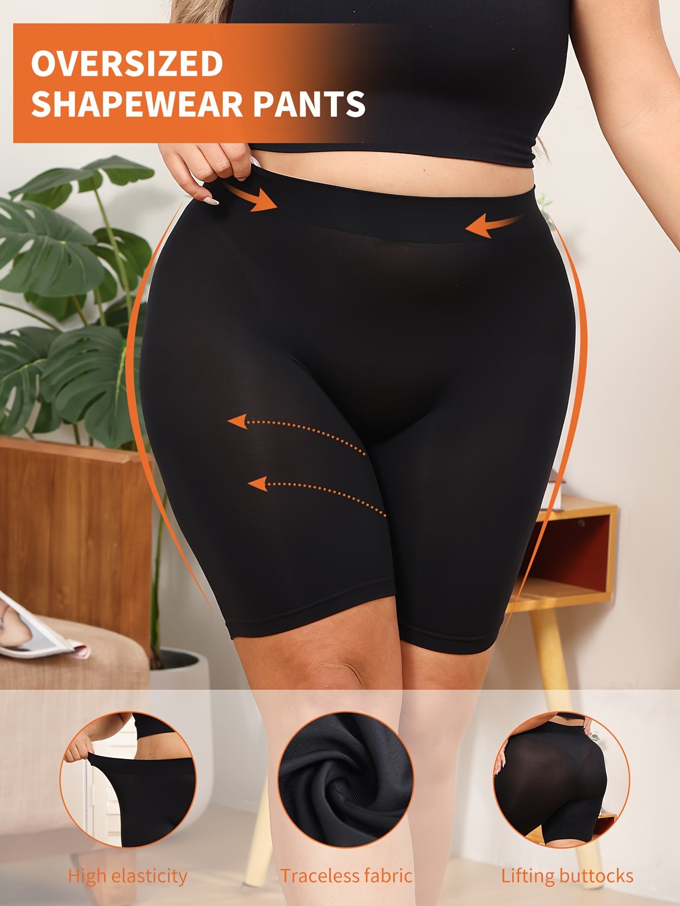Plus Size Women's Solid Color High Waist Sports Underwear Breathable Comfort