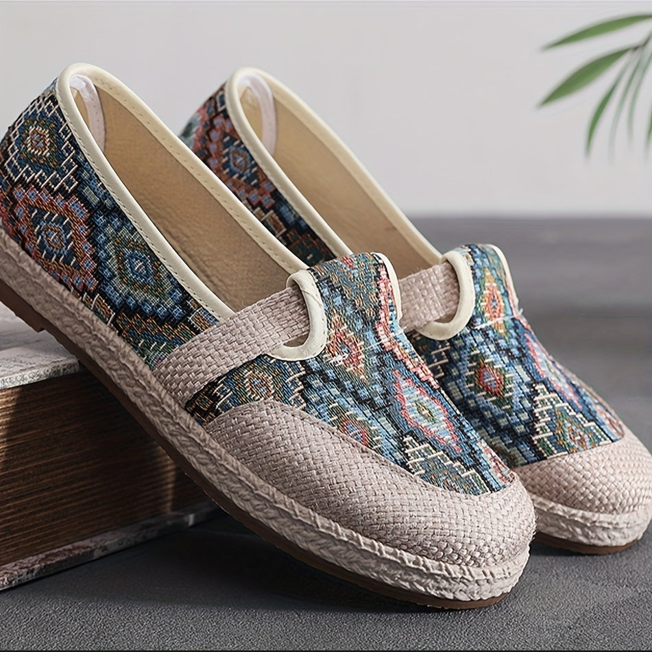 Ayollar uchun slip-on tekis poyabzal nafas oladigan mato rezina taglik Barcha mavsumlar uchun