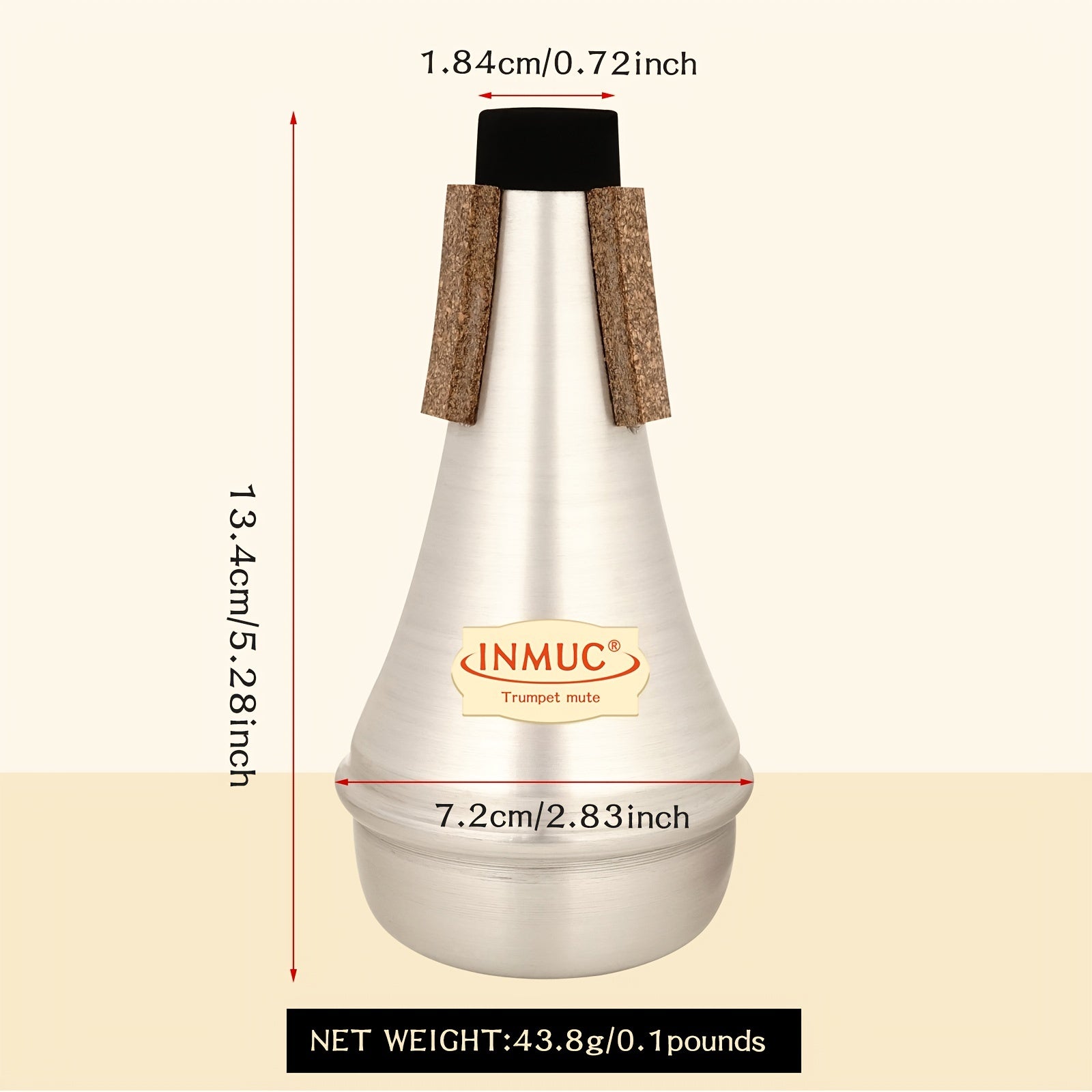 Yengil truba to'g'ri mute, jaz, klassik, boshlovchilar uchun qoplama bilan