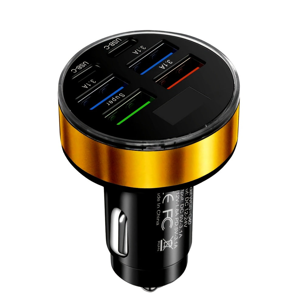 Car Charger Multi Port 2PD 4USB Fast Charging USB C Adapter for Cars