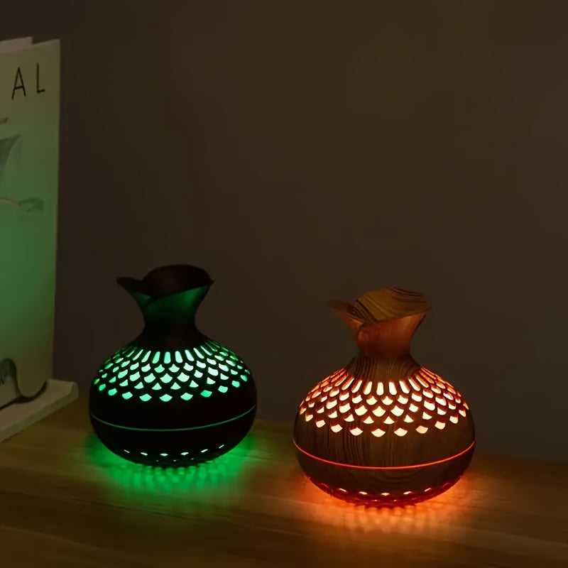 Wood Grain Cool Mist Humidifier with Night Light for Bedroom or Home