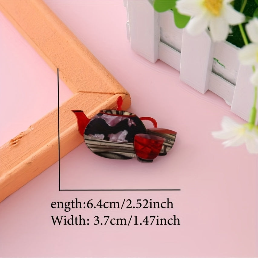 Acrylic Kettle-Shaped Brooch Pin for Clothing and Accessories
