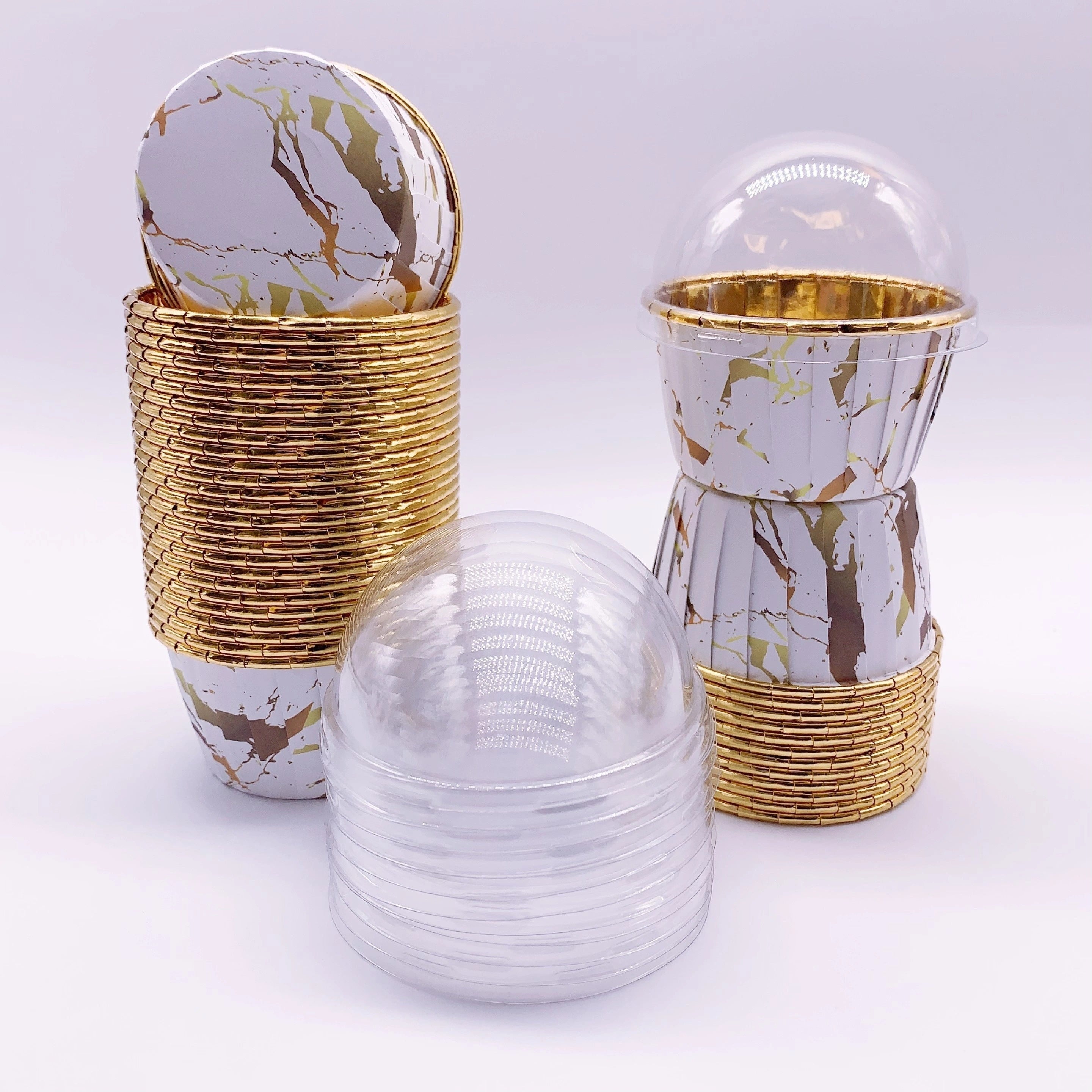 50 ta yaltiroq, bir foydalanish uchun mo'ljallangan kekchilik qobig'i, issiqlikka chidamli muffin pishirish asboblari