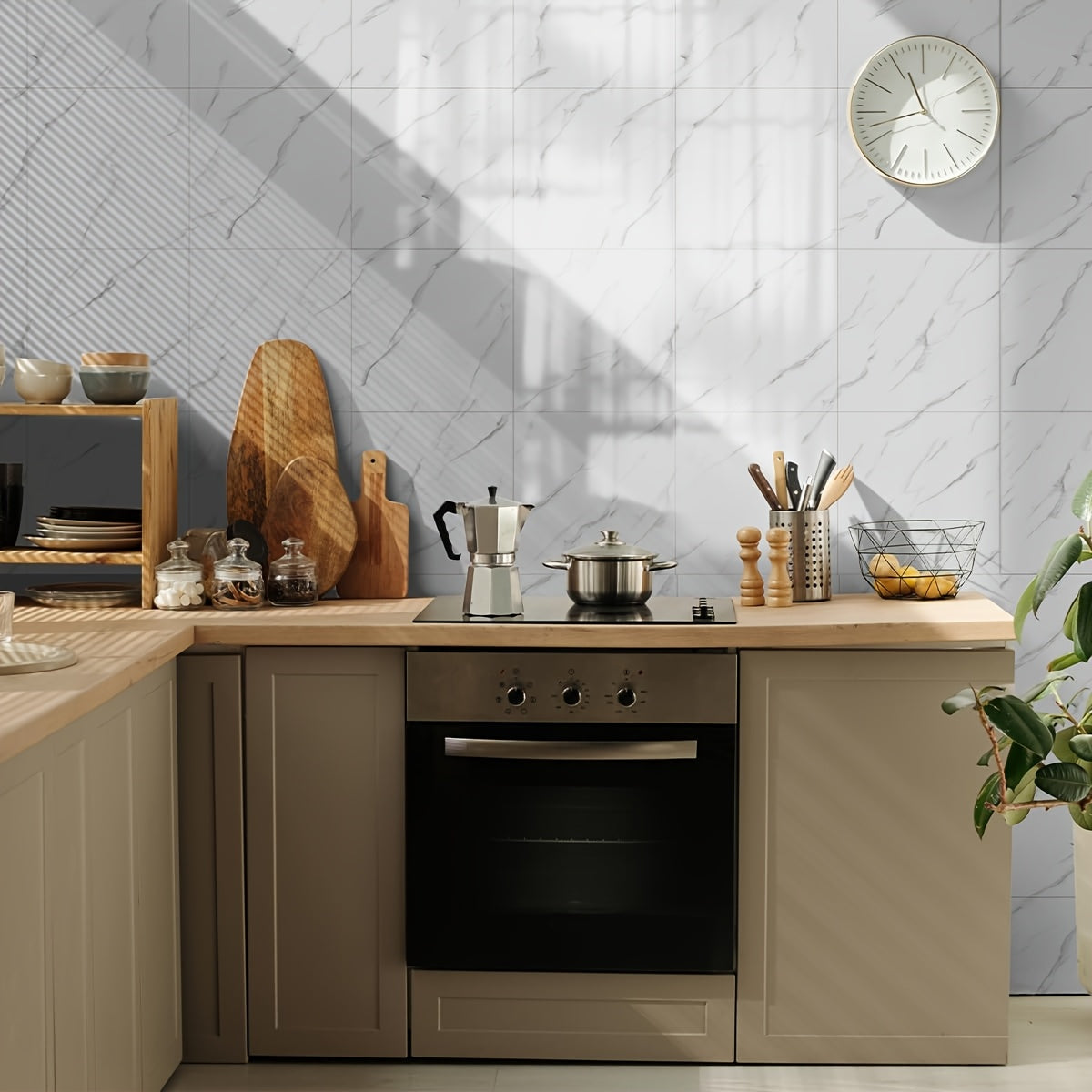 Vintage Marble Self-Adhesive Wall Tiles Waterproof Peel and Stick Backsplash for Bathroom Kitchen Living Room