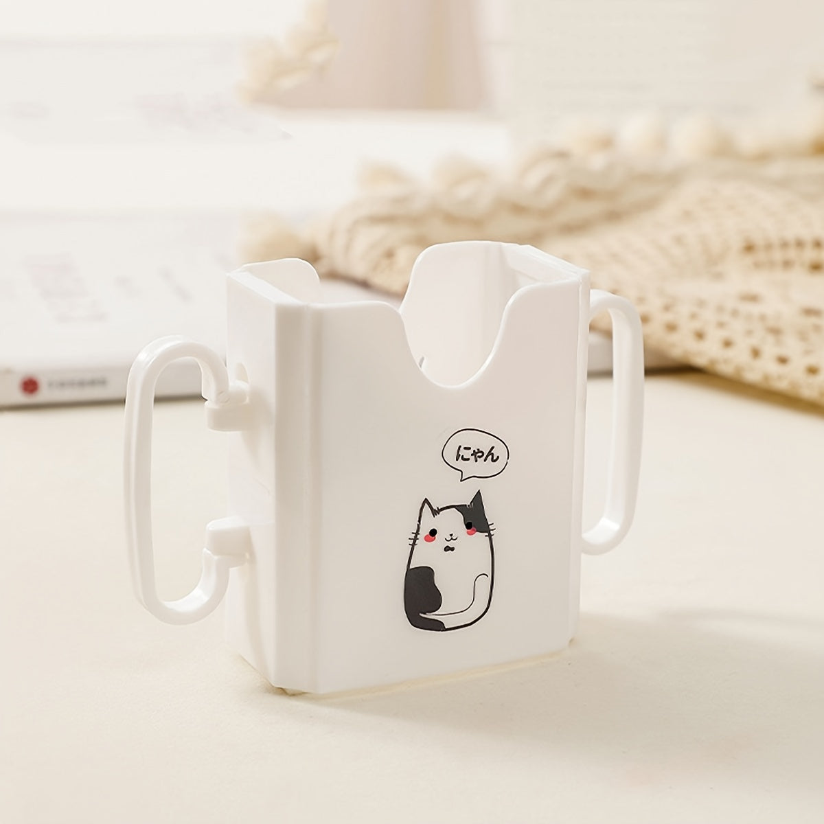 Cat Design Milk Carton Holder Spill-Proof Polycarbonate Drink Support