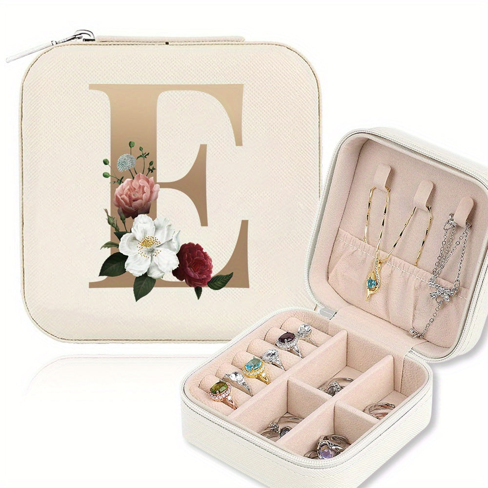 Mini Portable Zipper Jewelry Storage Box for Rings Necklaces and Studs