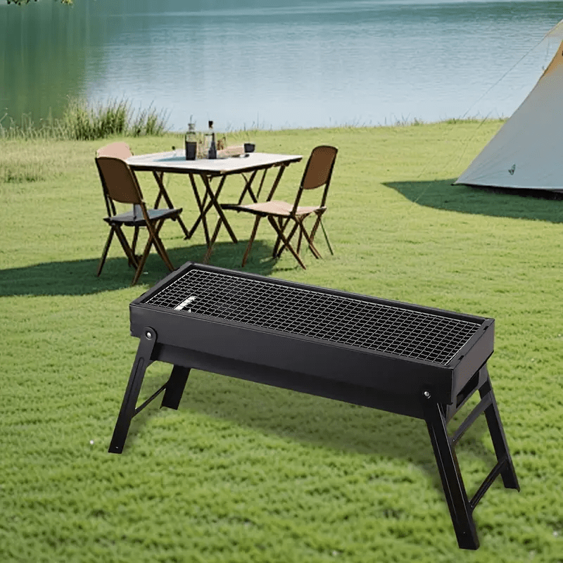 Parrilla portátil ligera para reuniones al aire libre y picnics, diseño de hierro duradero