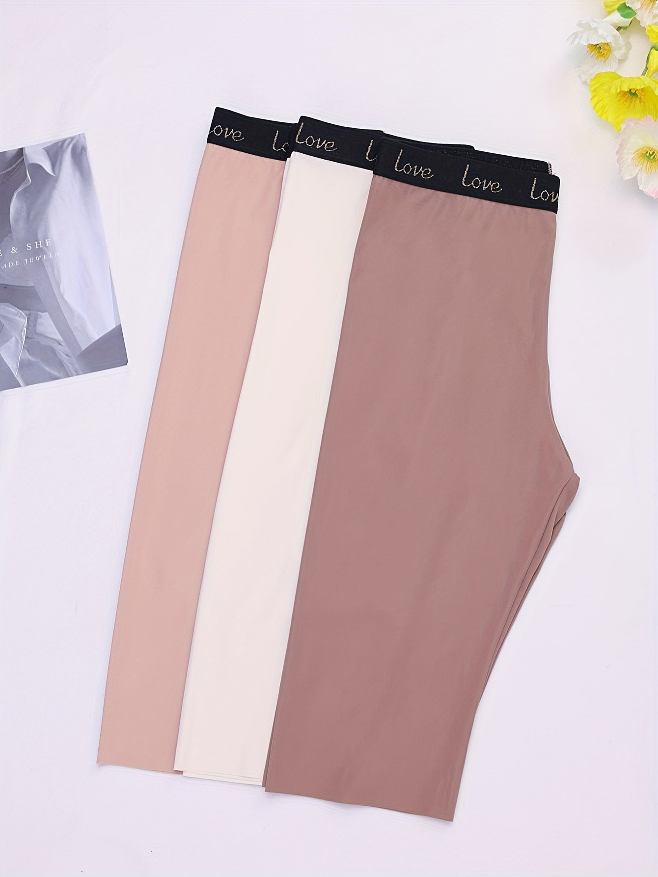 Women's Letter Print Shaping Shorts Tummy Control Compression 3 Pack