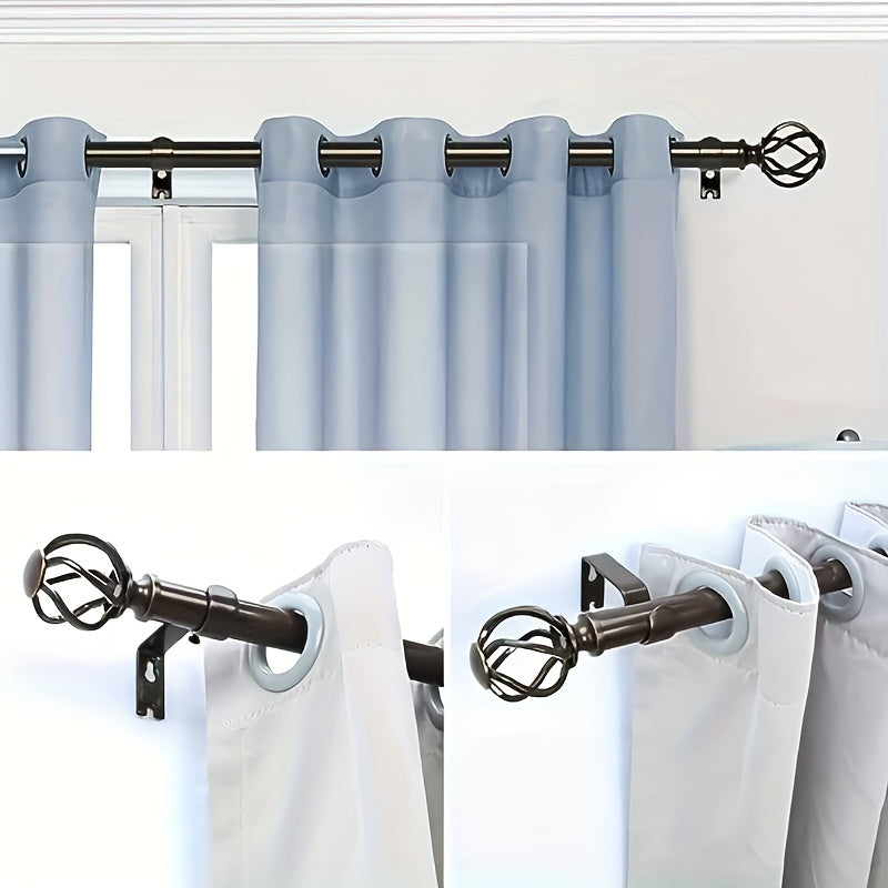 Adjustable Gold Chrome Curtain Rod with Twisted Cage Finials for Windows and Showers