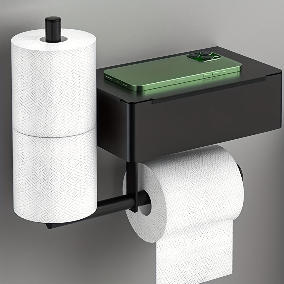 Stainless Steel Toilet Paper Holder with Shelf and Wipes Dispenser for Bathroom Organization