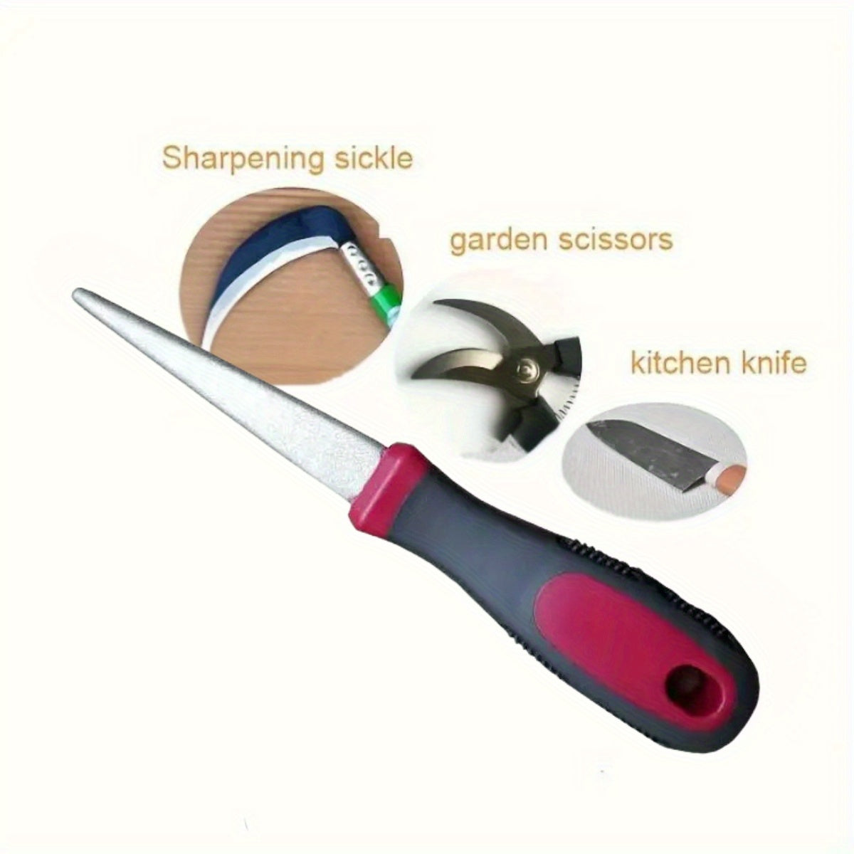 Olmos pichoqni shimgich va maydalash toshi fayli 2-in-1 ergonomik tutqich bilan