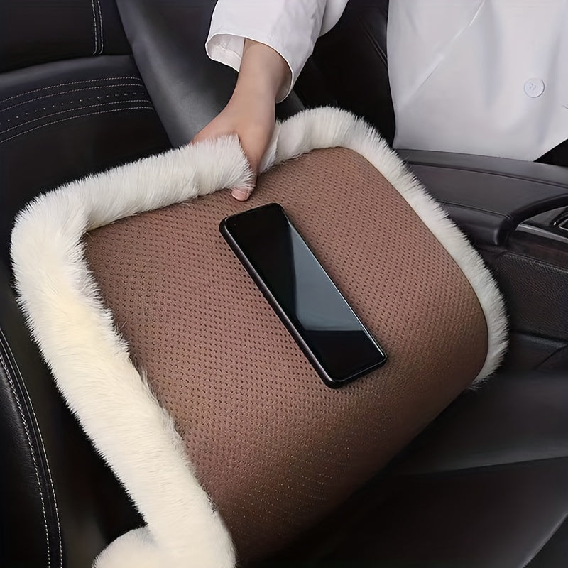 Winter Car Seat Cushion Thick Fleece Faux Rabbit Fur Rectangular Cover