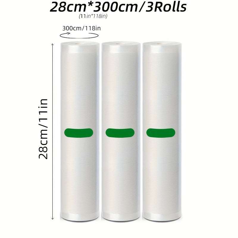 Vakuum yopish sumkalar 3 ta rulon, 3M teksturali BPA-free PE+PA sous vide va saqlash uchun