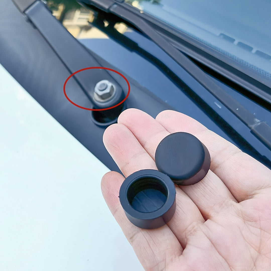 2 Pcs Rubber Caps Wiper Arm Fixing Screws Covers for Cars Protect Dirt
