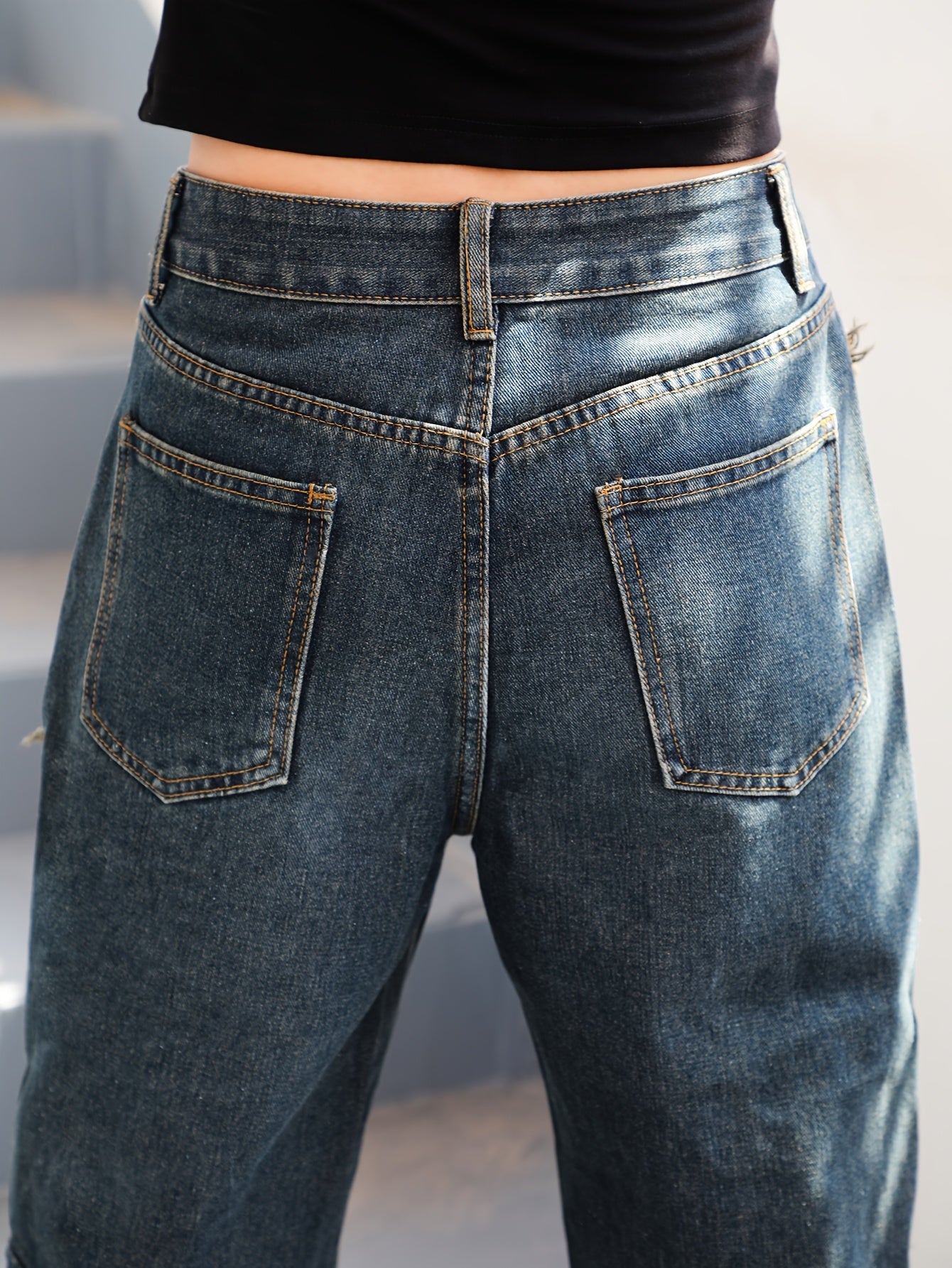 Женские джинсы большого размера с высокой посадкой, мягкий стрейч, цветные блоки и контрастные вставки