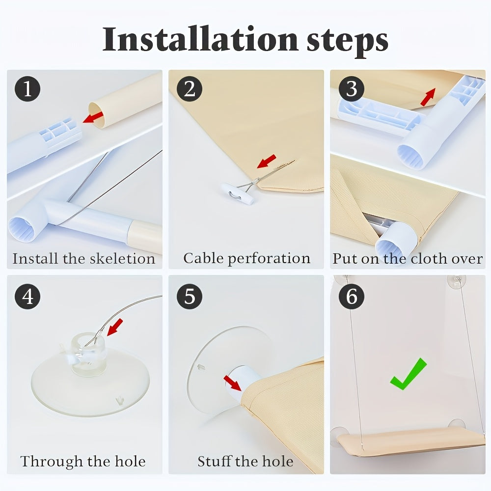 Window-Mounted Cat Hammock Detachable Washable Cushion for Indoor Cats