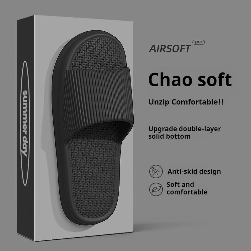 Women’s Black EVA Slip-On Slippers for Indoor Outdoor Comfort