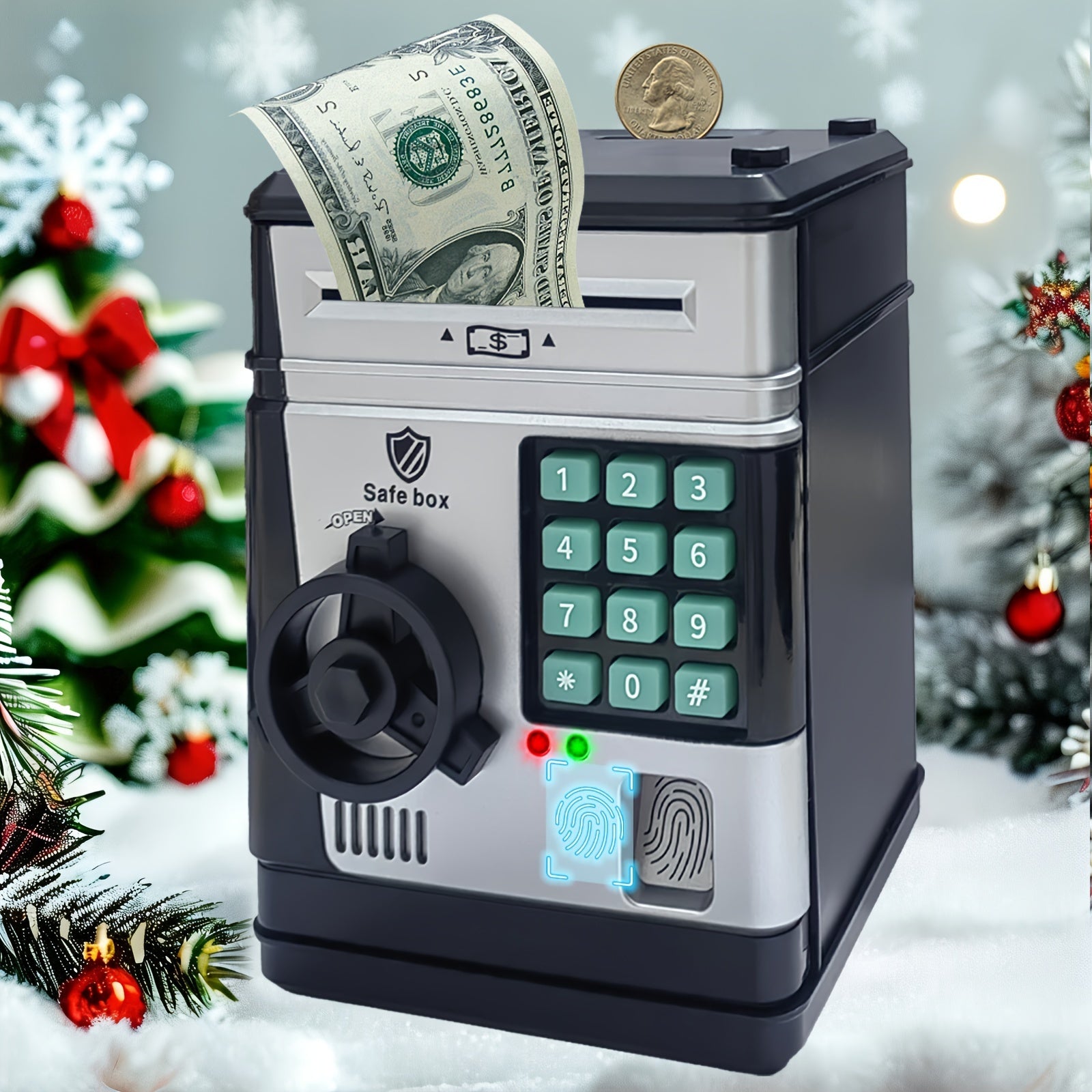 ABS Resin Piggy Bank for Kids with Password Lock Black 6+ Gift Holiday Birthday