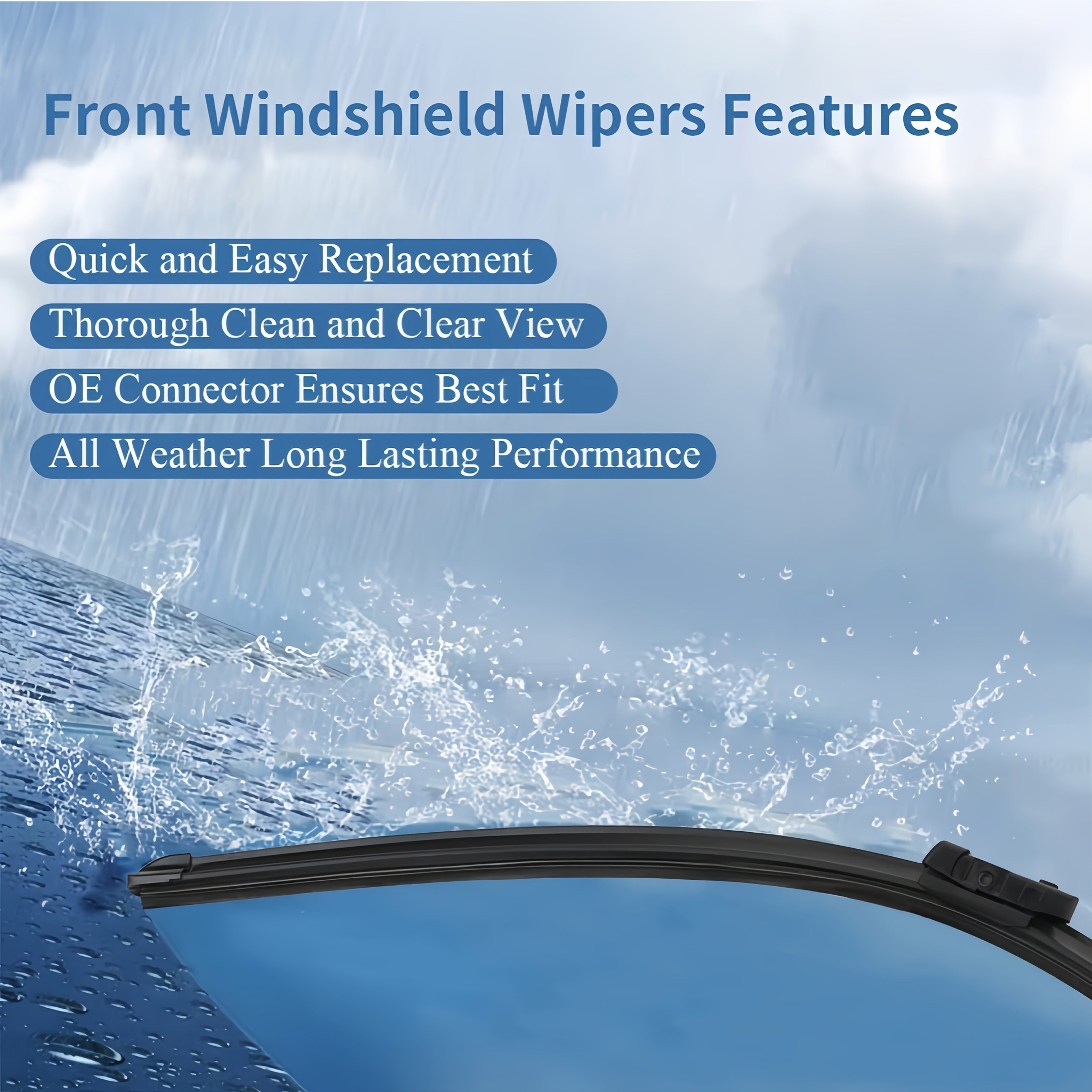 Boneless Silent Wiper Blades for Car Windows Durable Rubber Easy Installation