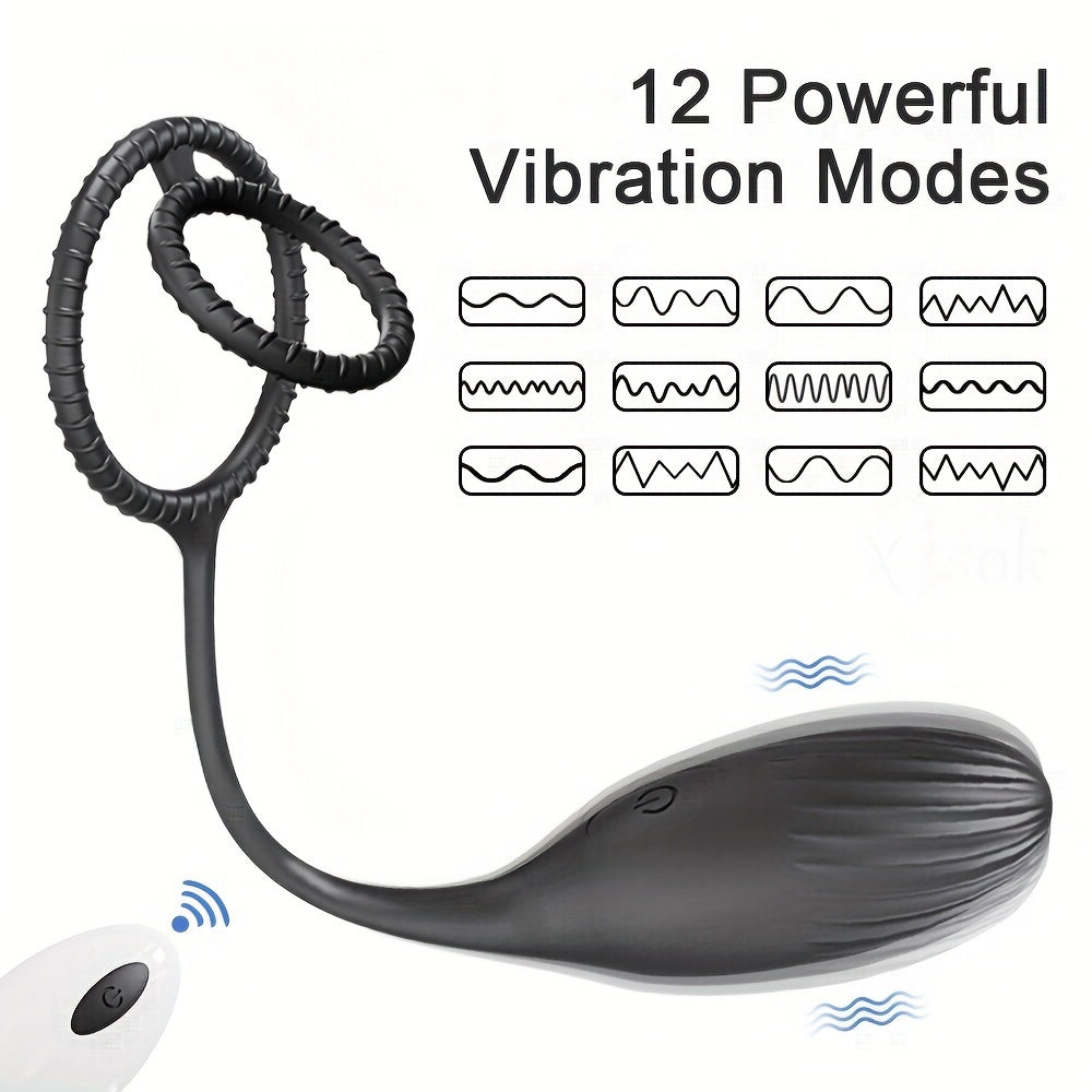 Remote-Controlled Silicone Vibrating Anal Plug With Penis Ring 12 Modes Reusable