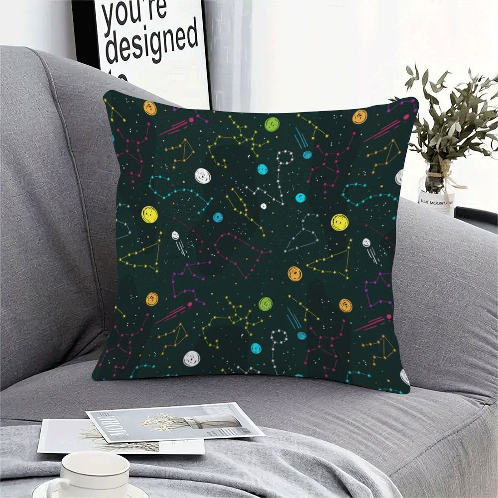 Zodiac Fleece Pillow Cover 45.72x45.72 cm Soft Washable Sofa Bedroom Outdoor