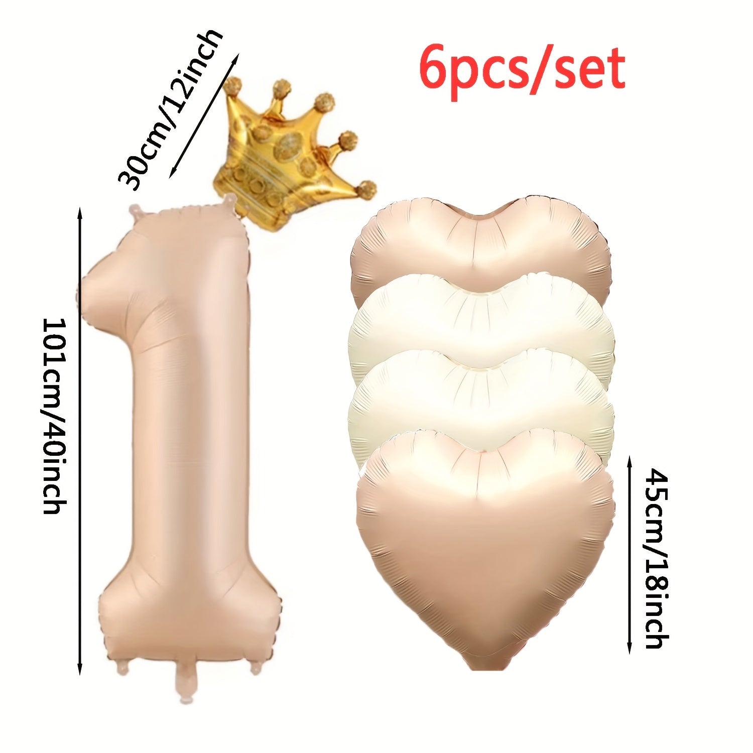 Tug'ilgan kunlari va tadbirlar uchun 6 ta raqamli folga baloni to'plami