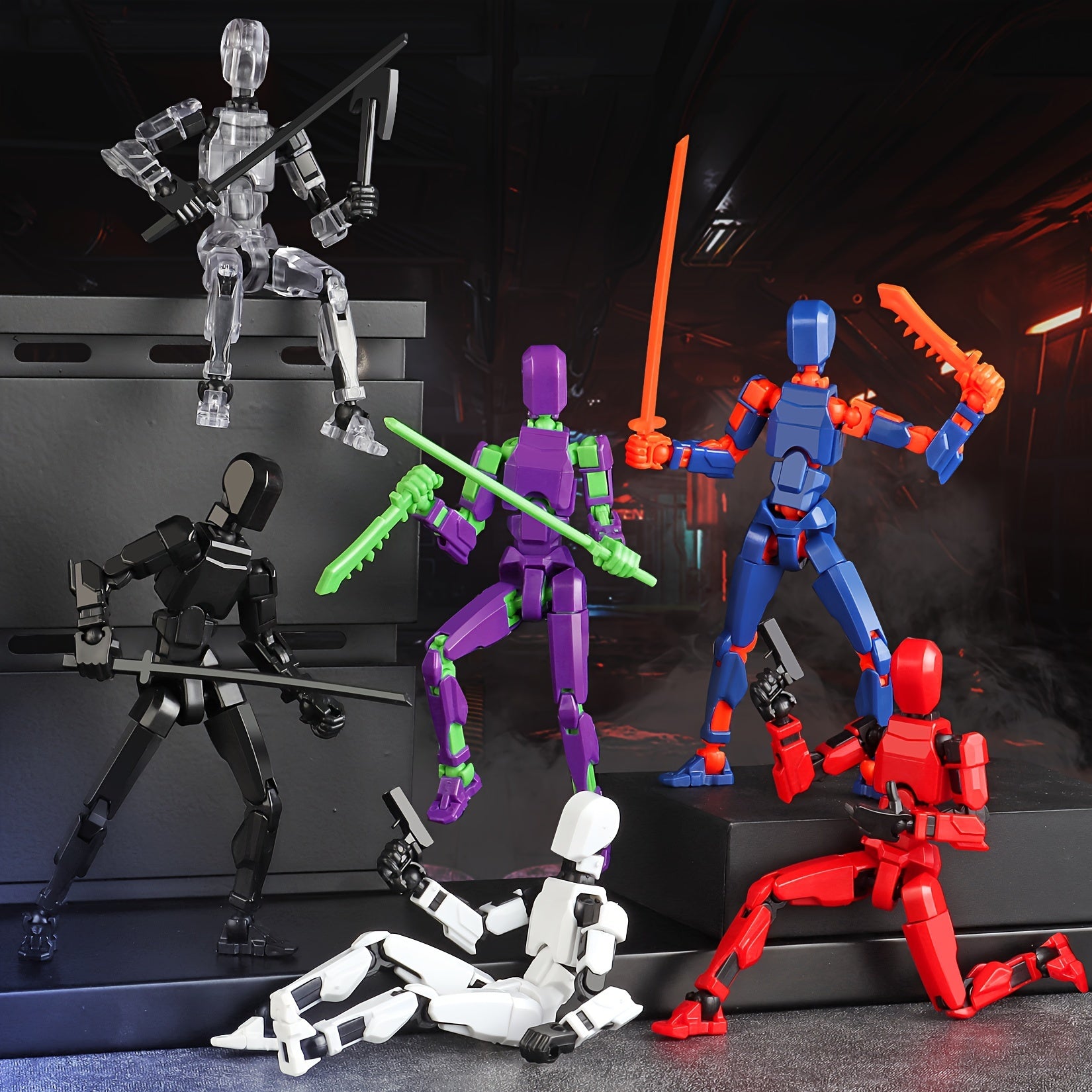 6-Piece Robot Action Figure Set for Kids 3-8 Articulated 3D Printed Toys