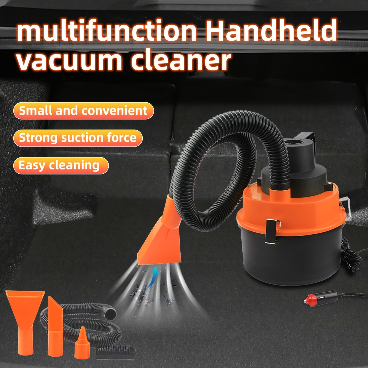 Car Vacuum Cleaner with Suction and Blowing Functions for Interior Cleaning 12V Portable Cylinder Style