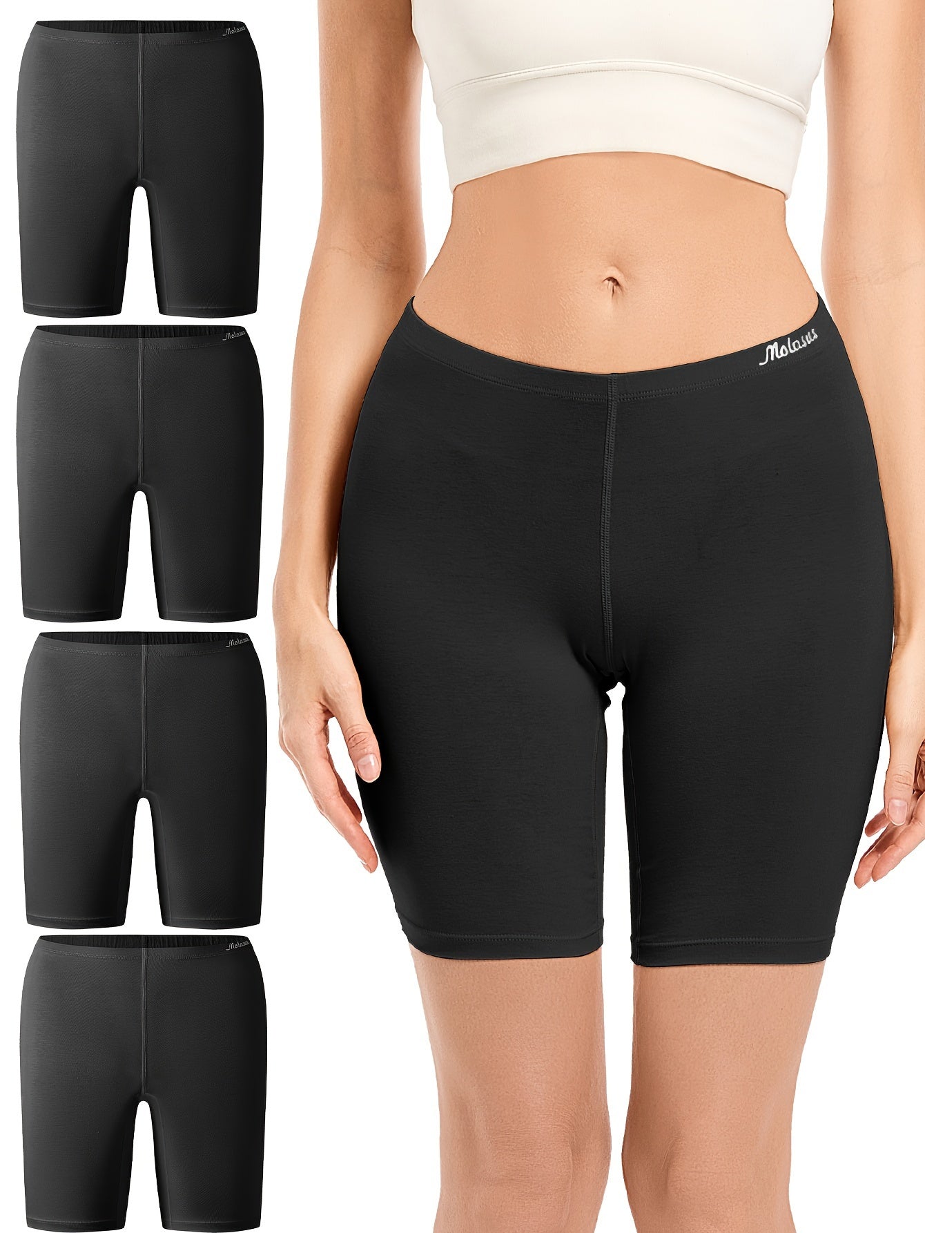 Women's Slimming Shapewear Shorts 4 Pack Biker Style Butt Lifting Breathable Cotton