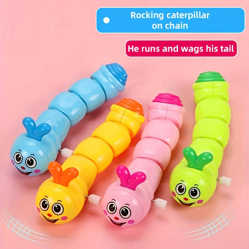 Plastic Cat Toy Wind-Up Wiggly Caterpillar Interactive Teaser Random Color