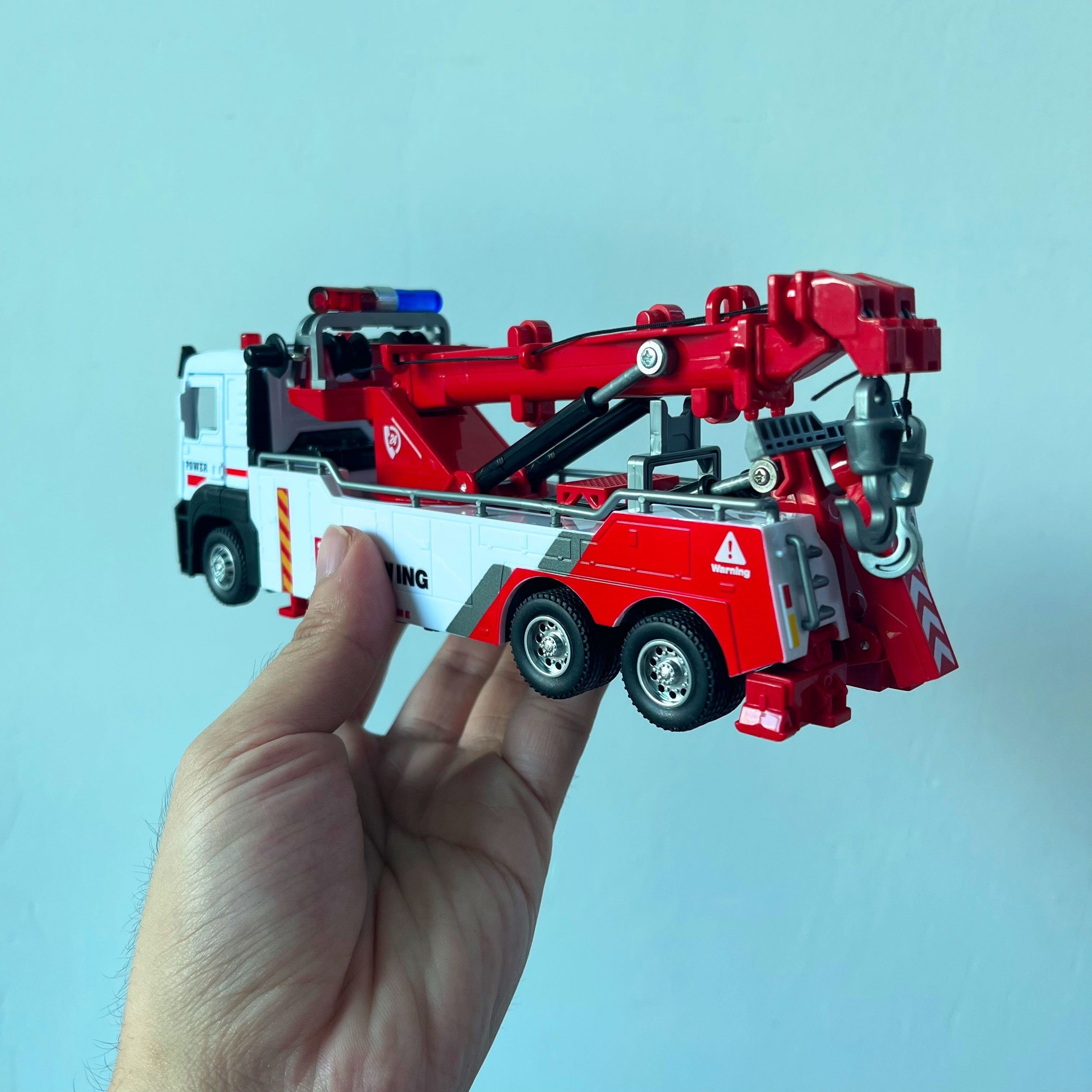 Plastic Rescue Vehicle Toy for Boys Ages 6-12 with Retractable Boom and Sound Effects