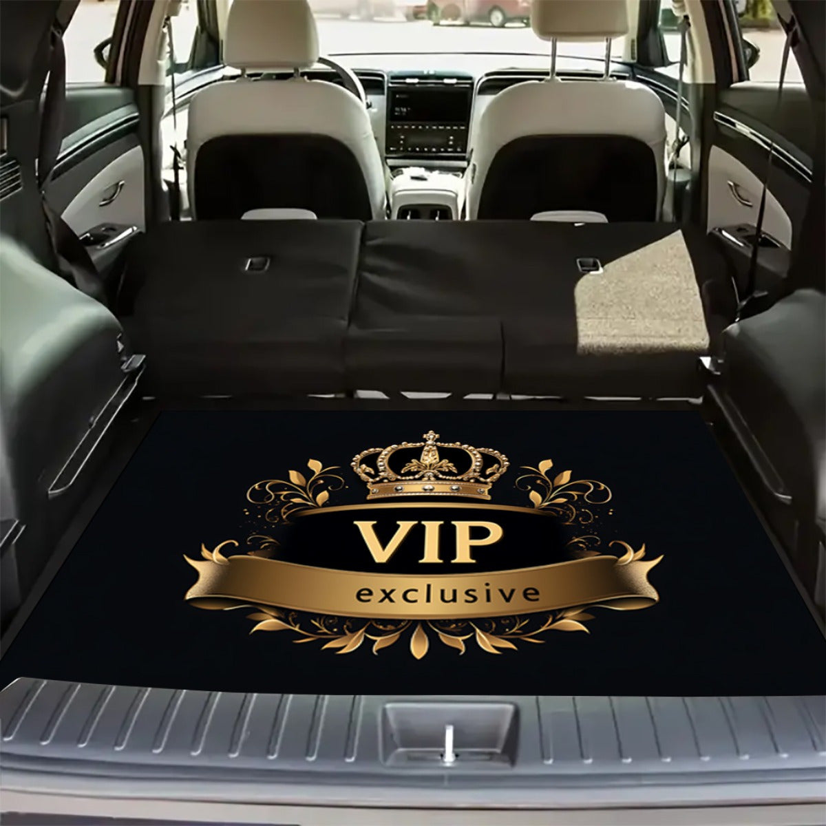 Universal Car Trunk Mat Gold Crown VIP Style Cargo Liner for Vehicles