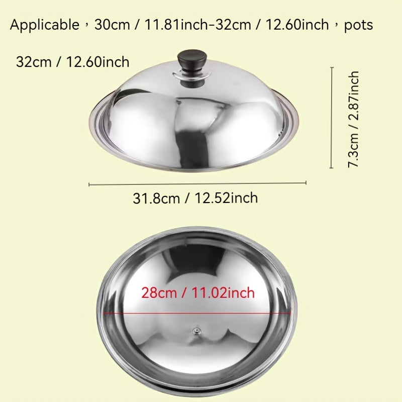 Stainless Steel Pot Lid with Heat-Resistant Bead Handle Fits Different Sizes Easy to Clean
